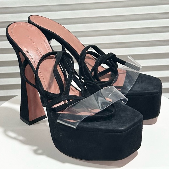🌹AMINA MAUDDI🌹 Sita Suede Platform Sandals Black Size: 36.5 - Picture 8 of 15